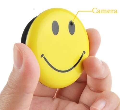 Smiley Face Hidden Badge Video Camera (Meeting, Monitoring, Driving, Voice Recording MP3 Player)