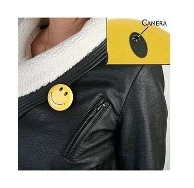 Smiley Face Hidden Badge Video Camera (Meeting, Monitoring, Driving, Voice Recording MP3 Player)