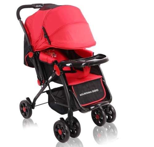 Return Baby Stroller Pram with Lift Up Foot Rest and Multi-position Reclining Backrest - Large
