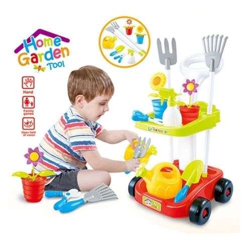 Kids Pretend Play Gardening Trolley Set  Tools Toy/Game Garden/Plants