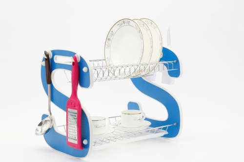 Kitchen Two Tier Wooden Dish Rack Holder