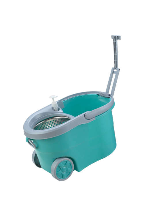 iSpin Mop Includes Bucket with Wheels-360 Degree Rotation, Stainless Steel Basket-Blue (Second hand)
