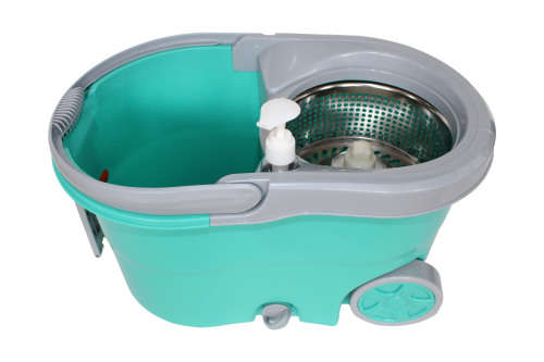 iSpin Mop Includes Bucket with Wheels-360 Degree Rotation, Stainless Steel Basket-Blue (Second hand)