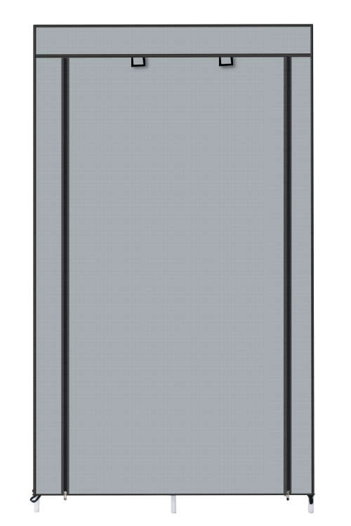 Portable DIY Clothes Storage Wardrobe Closet with Hanging Rail - Beige