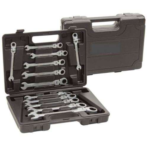 10 Piece Adjustable Head Ratchet Wrench Spanner Tool Set With Case - Please Read