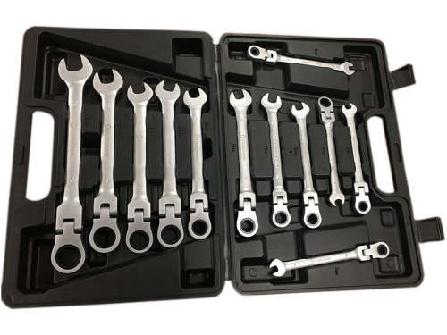 10 Piece Adjustable Head Ratchet Wrench Spanner Tool Set With Case - Please Read