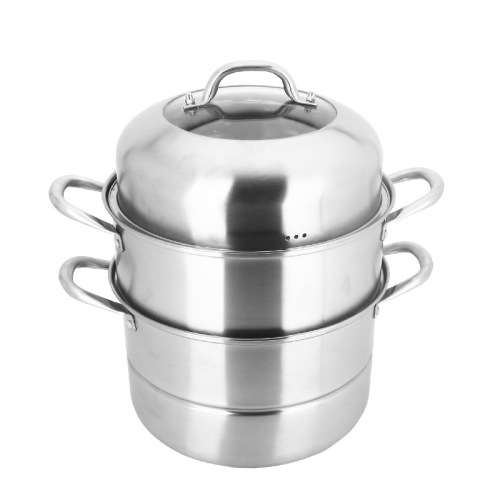 Stainless Steel Multi layer Steamer Cookware Pot with 2 Steamer Plate