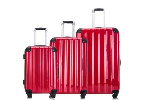 3 Piece ABS+PC Hard Luggage Trolley Bag Set (Small, Medium, Large) - Red  [Second Hand]