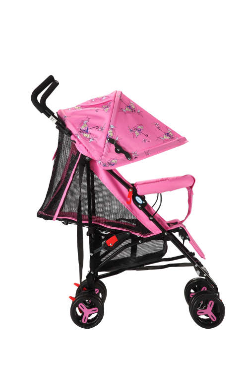 Baneen Baby Stroller Pram with Lift Up Foot Rest, Shopping Basket, Multi-position Backrest - Pink