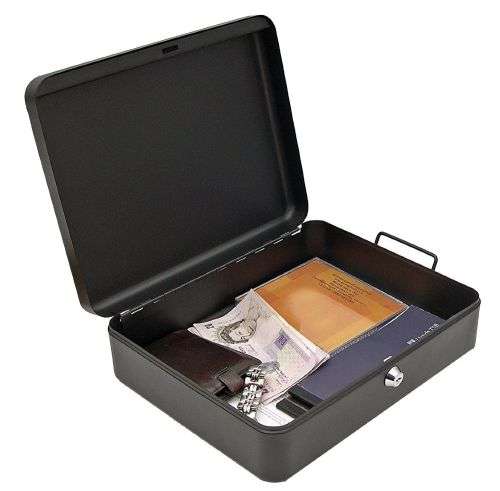 A4 Size Metal Safe Box with Lock and 2 Keys (Documents, Cash, Valuables)