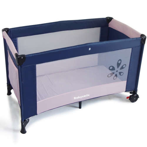 Folding Baby Crib Cot with Wheels (Playpen) - Red