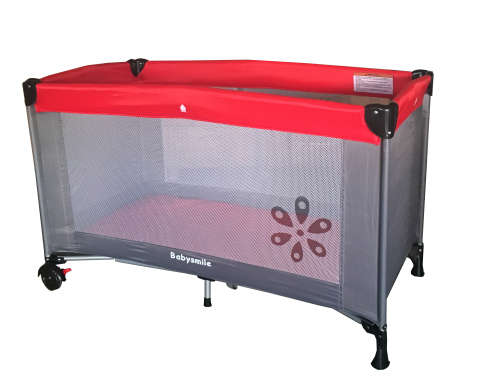 Folding Baby Crib Cot with Wheels (Playpen) - Red