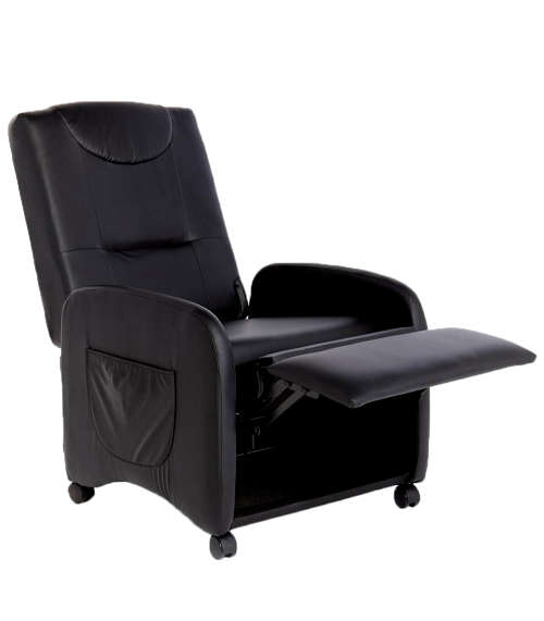 Fold Back Recliner Couch Sofa Chair - 1 Seater (Faux Leather) - Black  [SECOND HAND]