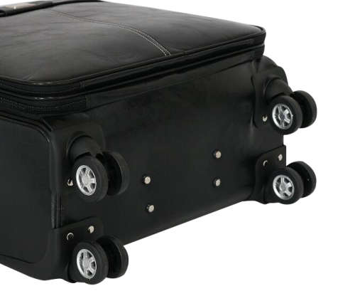 Faux Leather Trolley Travel Cabin Laptop Briefcase Luggage Bag - Black