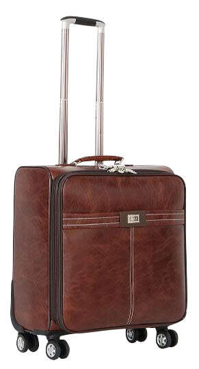 Faux Leather Trolley Travel Cabin Laptop Briefcase Luggage Bag - Black