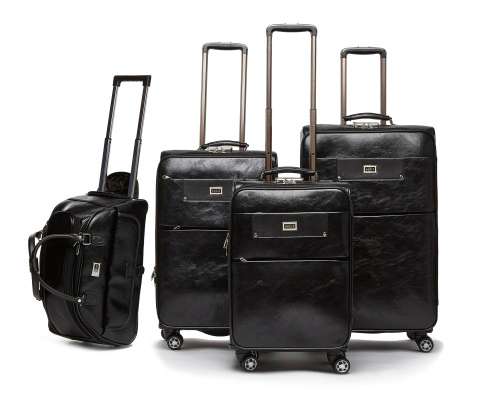 4 Piece PU Leather Vintage Trolley Luggage Bag Set (Duffle bag) - Black  [Second Hand]