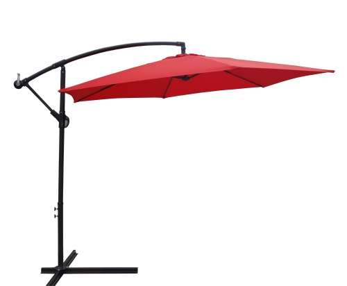 3m Outdoor Patio Cantilever Banana Umbrella - Red [SECOND HAND]