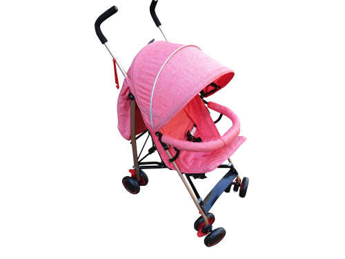 Baby Stroller Pram with Multi-position Reclining Backrest and footrest - Pink