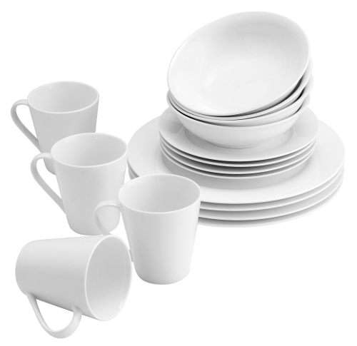 16 Piece Porcelain Dinner Set - White