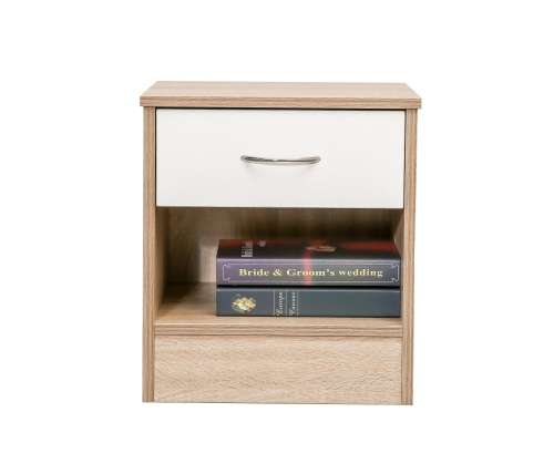 Hazlo Bedstand Side Table Pedestal With Drawer - Oak White