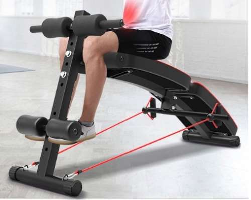 Foldable Sit Up AB Bench with Exercise Rope and Spring Pull Exerciser