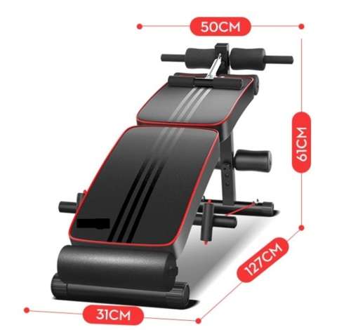 Foldable Sit Up AB Bench with Exercise Rope and Spring Pull Exerciser