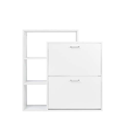 Two Compartment Shoe Storage Cabinet With 3 Display Shelves - Full White [Second Hand]