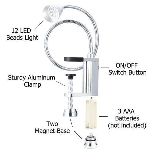 12 Led Aluminium BBQ Grill Light with Flexible Goose-neck - Second Hand