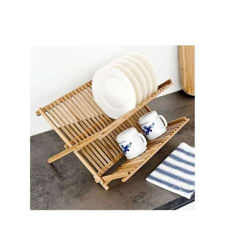 Natural Bamboo Dish Drying Rack Holder - 2 Tier