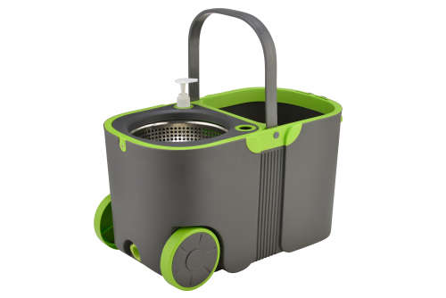 iSpin Mop Includes Bucket with Wheels - 360 Degree Rotation, Stainless Steel Basket [Second hand]