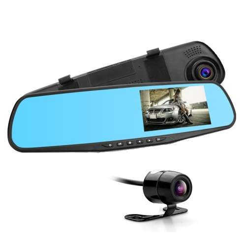 HD 4.3 inch Vehicle Rearview Parking Assist Camera with Mirror + Front Dash Camera (Second hand)
