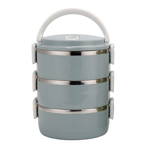 3 Layers Insulated Stainless Steel Lunch Box Food Container with Lock Clip - Green