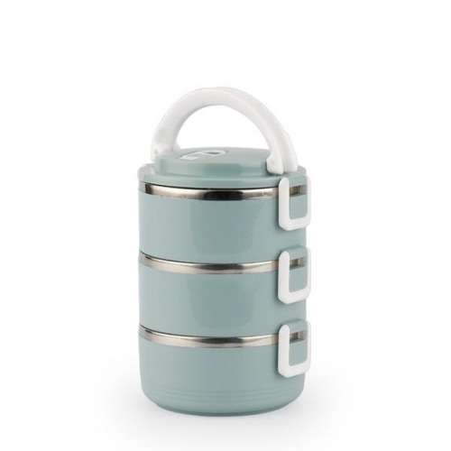 3 Layers Insulated Stainless Steel Lunch Box Food Container with Lock Clip - Green