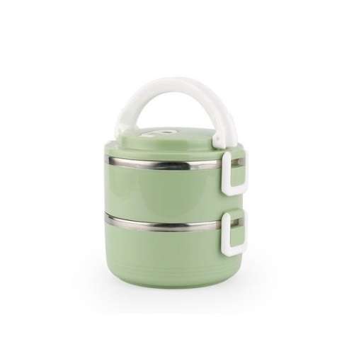 3 Layers Insulated Stainless Steel Lunch Box Food Container with Lock Clip - Green