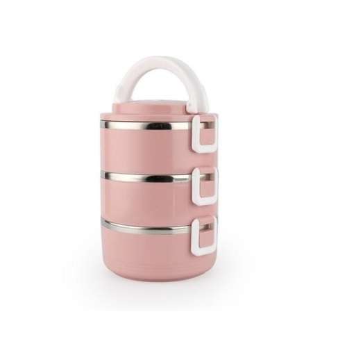 3 Layers Insulated Stainless Steel Lunch Box Food Container with Lock Clip - Green
