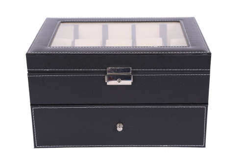 Hazlo PU Leather Watch Display Storage Case Box Organizer - 20 Grid Compartment