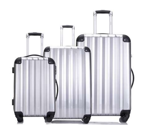 Hazlo 3 Piece ABS+PC Hard Luggage Trolley Bag Set (Small, Medium, Large) - Silver