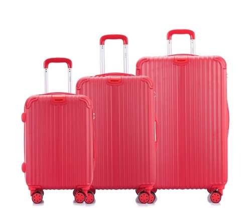 Hazlo 3 Piece Trolley ABS Hard Luggage Bag Set (Small, Medium, Large) - Red