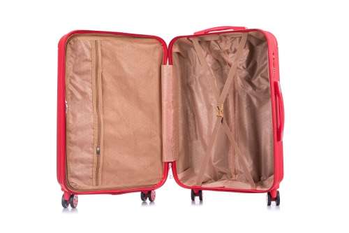 Hazlo 3 Piece Trolley ABS Hard Luggage Bag Set (Small, Medium, Large) - Red