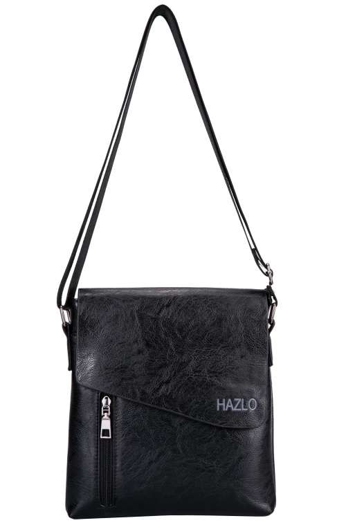 Faux Leather Shoulder Sling Bag - Black