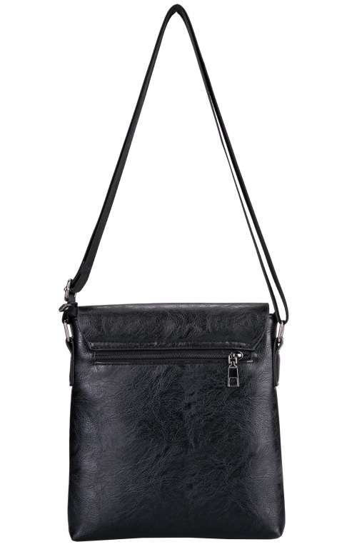 Faux Leather Shoulder Sling Bag - Black