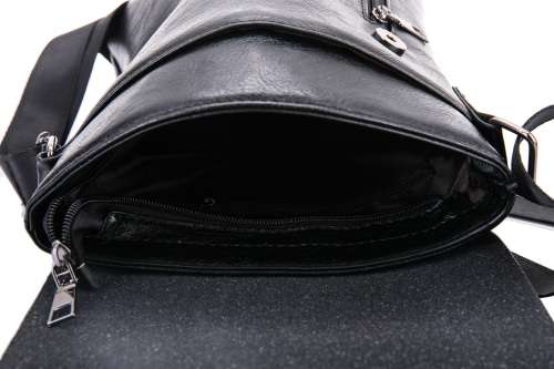 Faux Leather Shoulder Sling Bag - Black