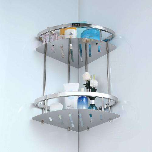 2 Tier Stainless Steel Corner Bathroom Shower Shelve Caddy (SECOND HAND) PLEASE READ