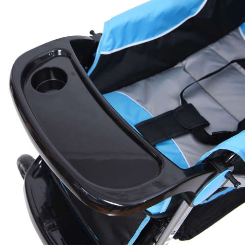 Baby Stroller Pram with Lift Up Foot Rest and Multi-position Reclining Backrest - Large - Blue
