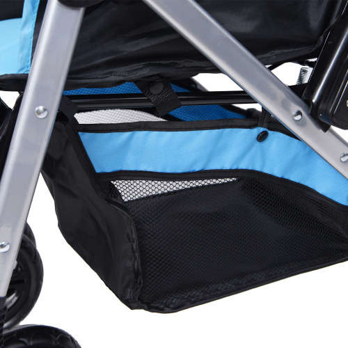 Baby Stroller Pram with Lift Up Foot Rest and Multi-position Reclining Backrest - Large - Blue