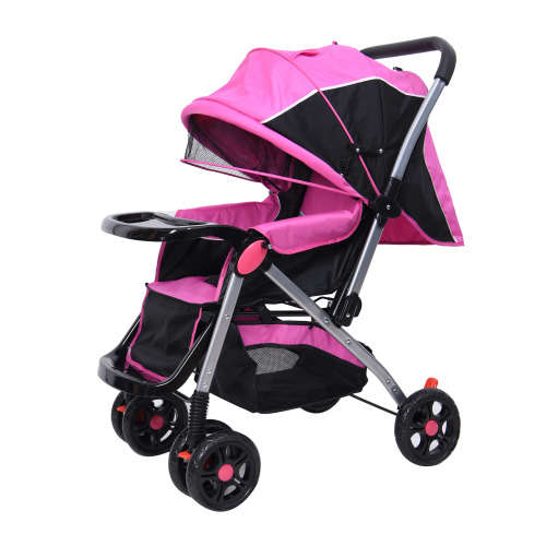 Baby Stroller Pram with Lift Up Foot Rest and Multi-position Reclining Backrest - Large - Blue