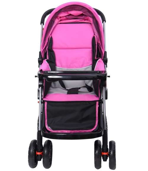 Baby Stroller Pram with Lift Up Foot Rest and Multi-position Reclining Backrest - Large - Blue