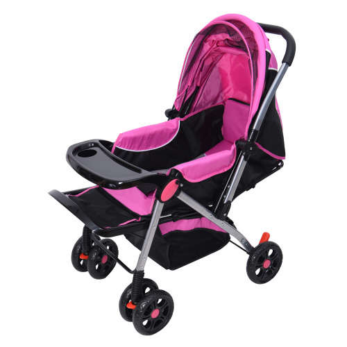 Baby Stroller Pram with Lift Up Foot Rest and Multi-position Reclining Backrest - Large - Blue