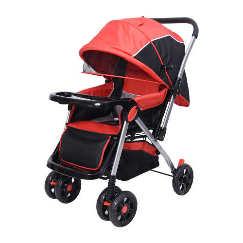 Baby Stroller Pram with Lift Up Foot Rest and Multi-position Reclining Backrest - Large - Blue