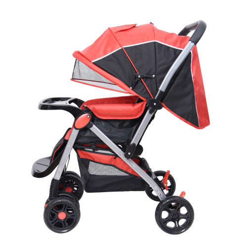 Baby Stroller Pram with Lift Up Foot Rest and Multi-position Reclining Backrest - Large - Blue